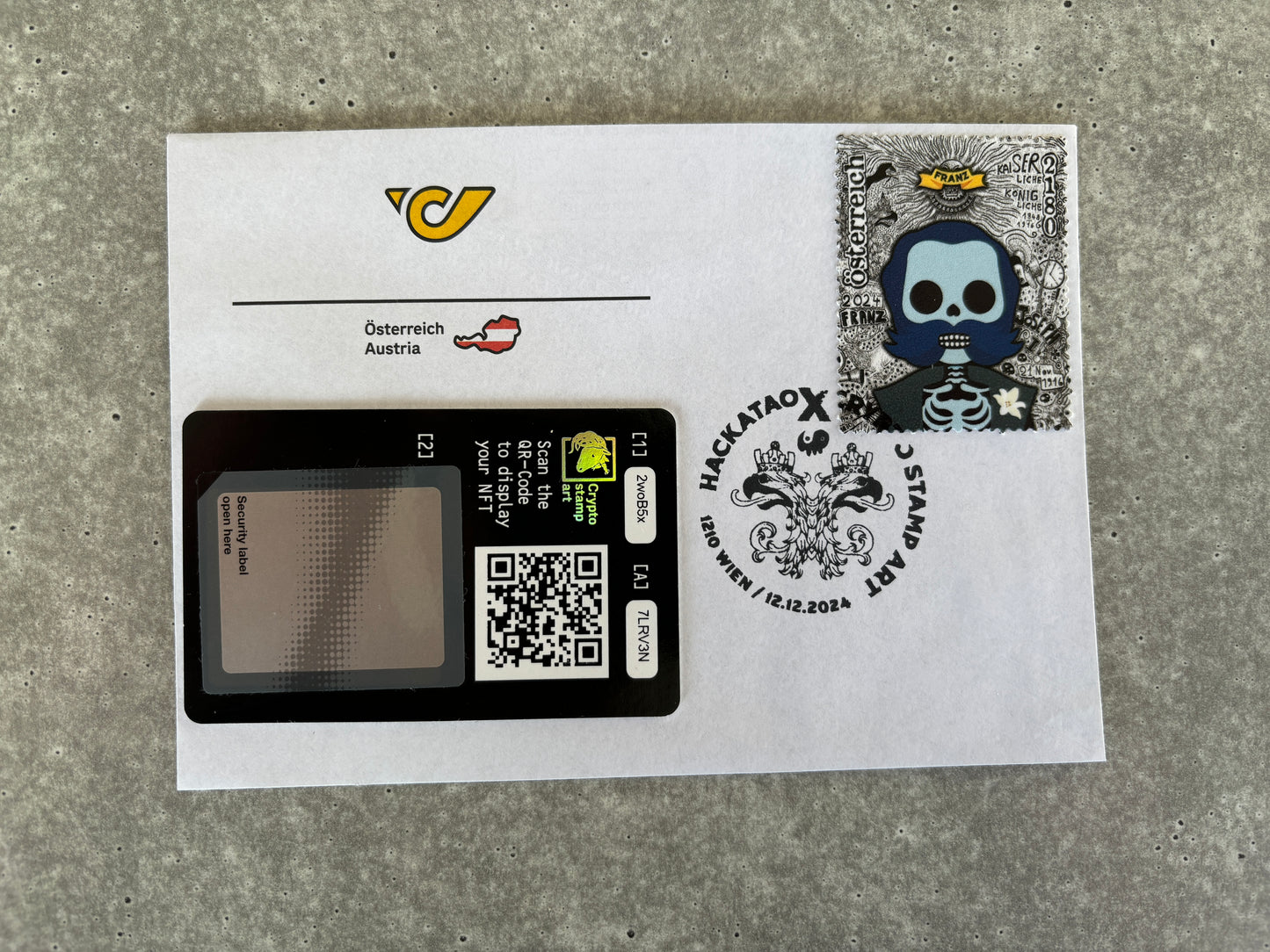 First Day Cover - Hackatao Crypto Stamp (Set off all motives)