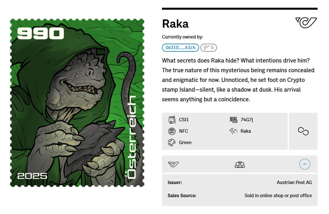 Crypto Stamp Island - Raka FDC (green) (3)