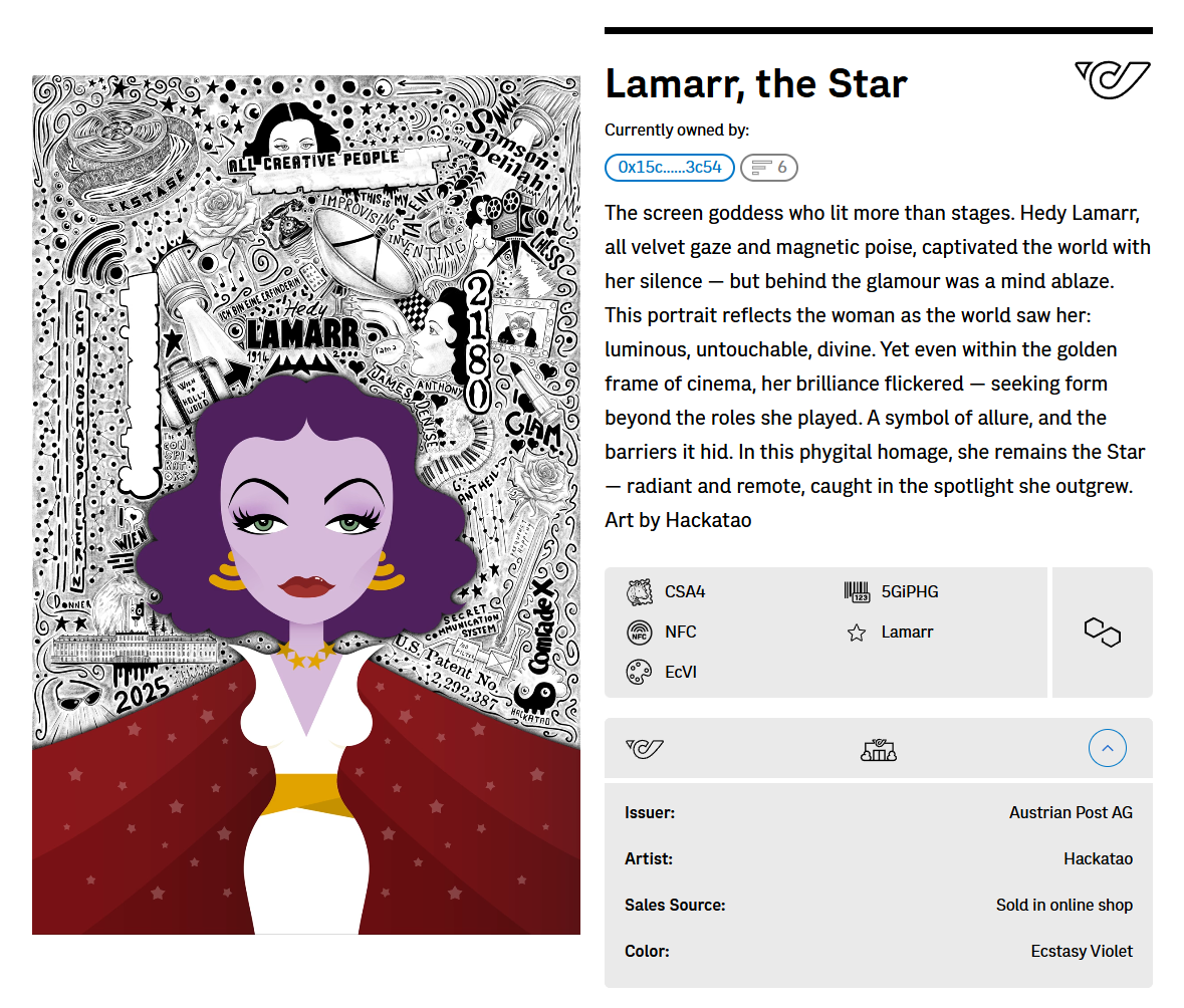 Hackatao Crypto Stamp 2: Llamar and Mozart - FDC Set of all 4 motives (violett)