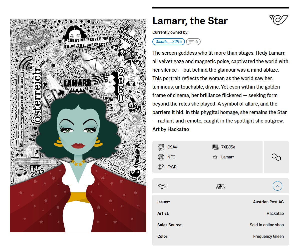 Hackatao Stamp 2: Llamar & Mozart - FDC Set of all motives (green)