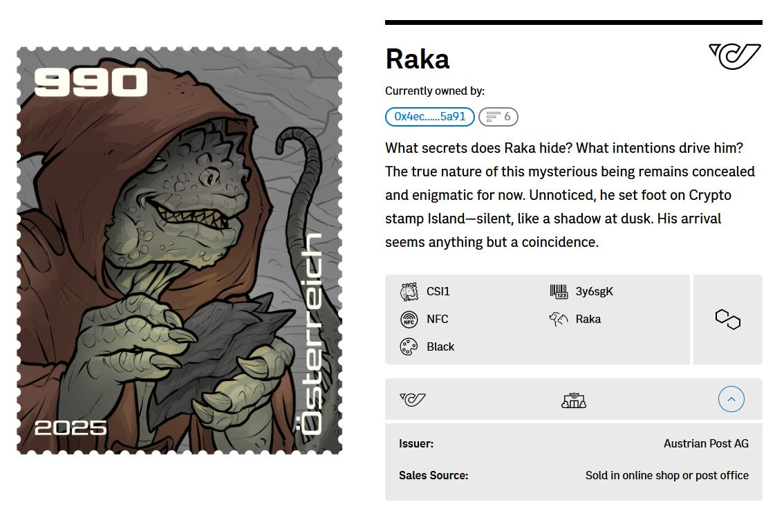 Crypto Stamp Island - Raka FDC (black)
