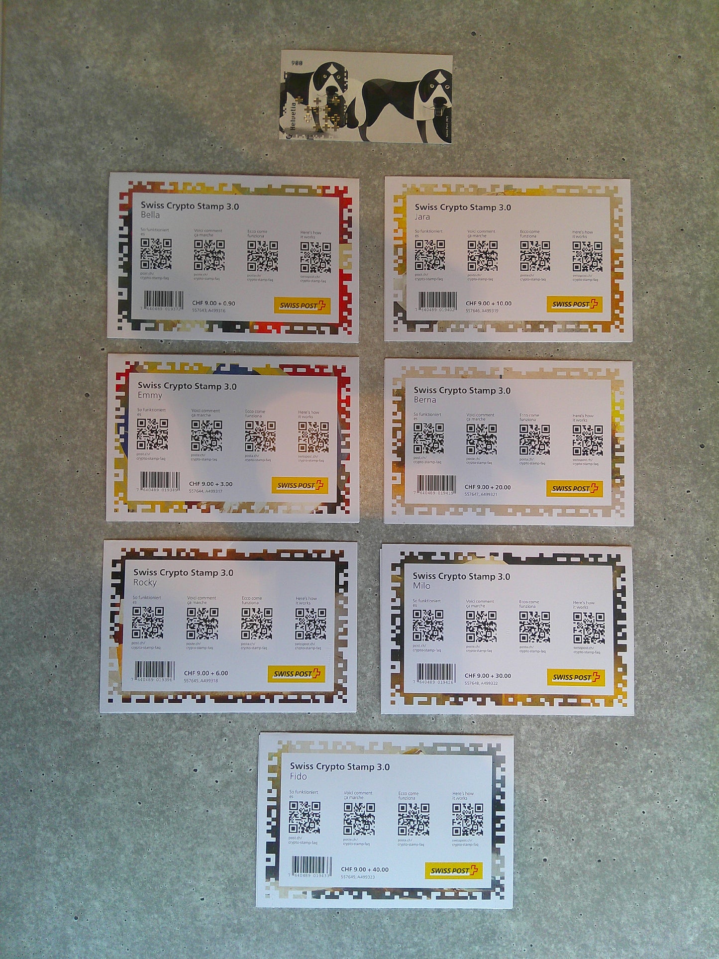 Swiss Crypto Stamp 3 - Set (Walter + ID1 - ID7)