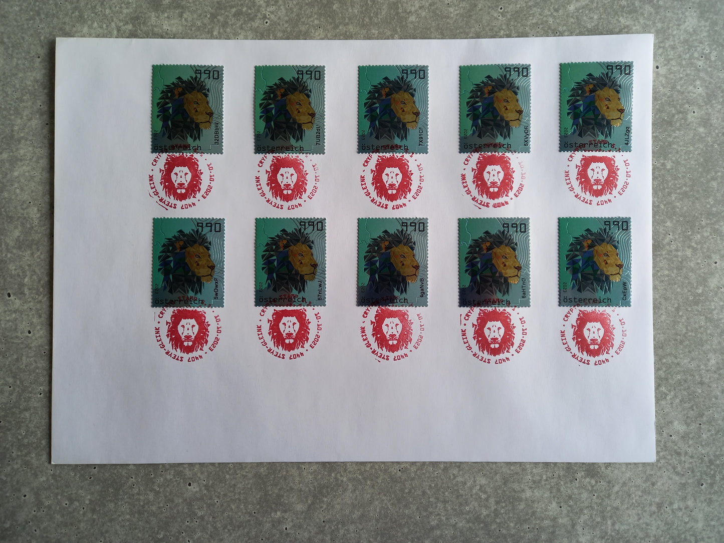 First Day Cover - Großbrief mit 10 CS5.1 Lion Stamps