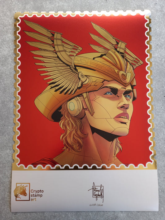 "Crypto Stamp Art: RED MERCURY" by Pr1mal Cypher (limited edition ART PRINT)