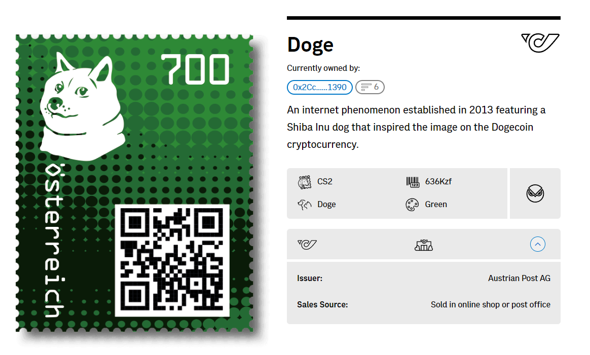 First Day Cover - CS2 Doge; Elon Musk print (green stamp)