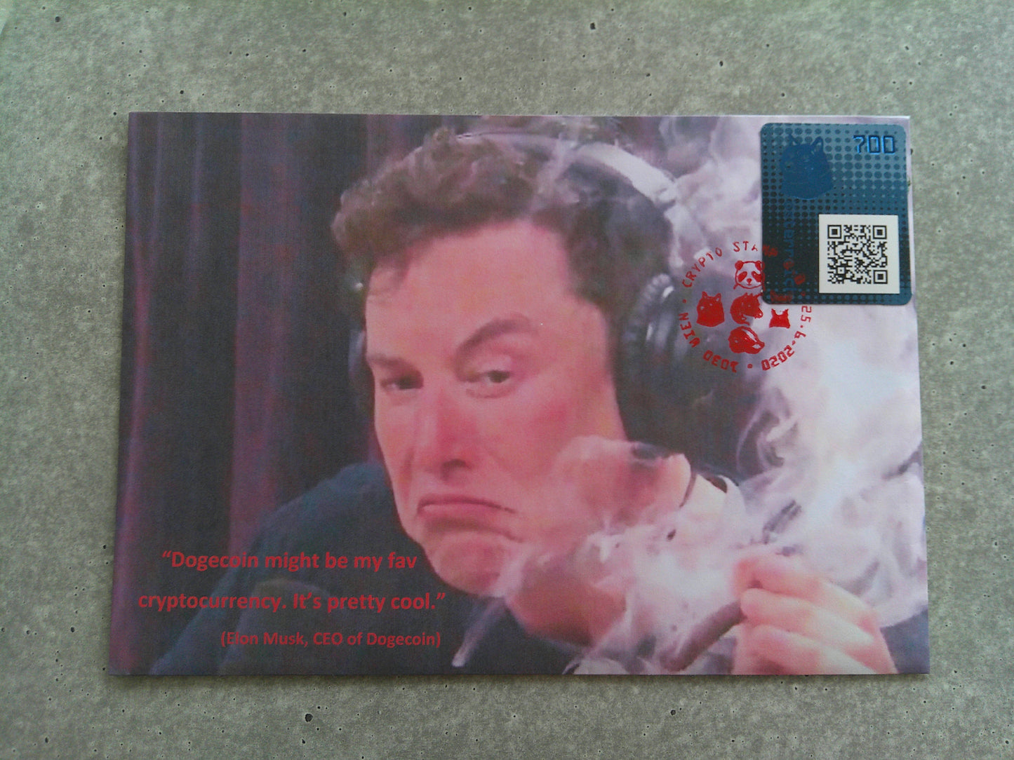 First Day Cover - CS2 Doge; Elon Musk print (green stamp)