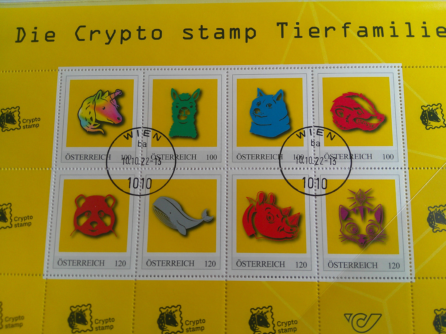 Die Crypto Stamp Tierfamilie - Stamp Sheet (canceled)