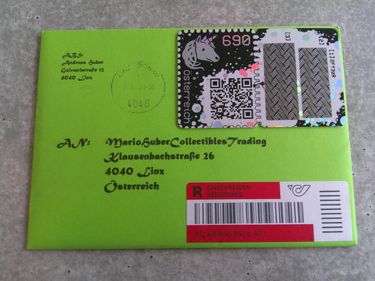 Run Cover - CS1 on envellope (green stamp)