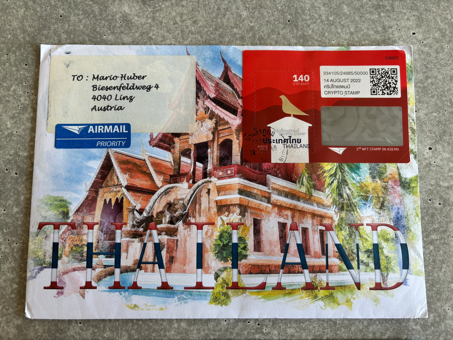 Run Cover - Thailand Crypto Stamp (Set of 3 letters)