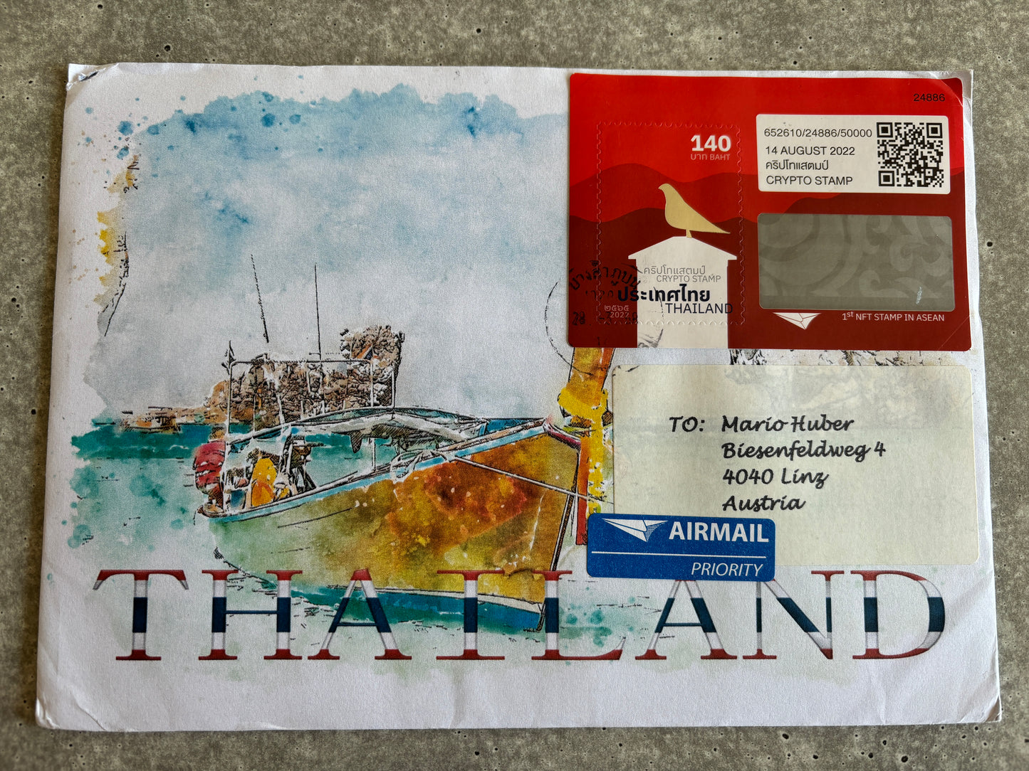 Run Cover - Thailand Crypto Stamp (Set of 3 letters)