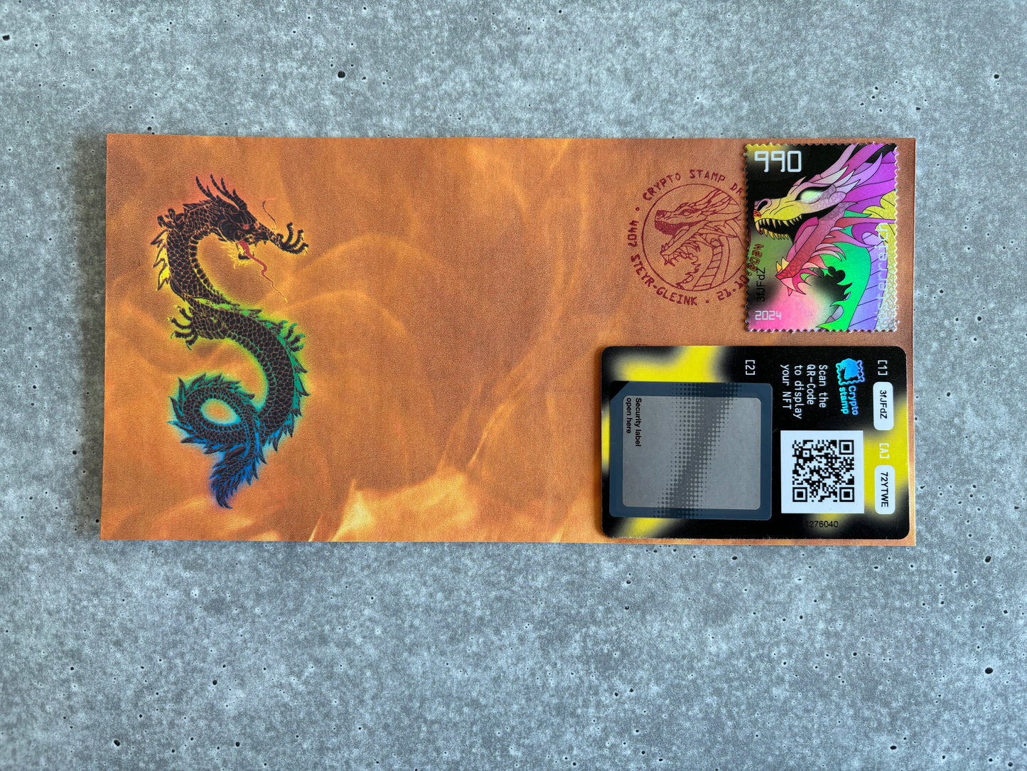 First Day Cover - CS6 Dragon (blue stamp)