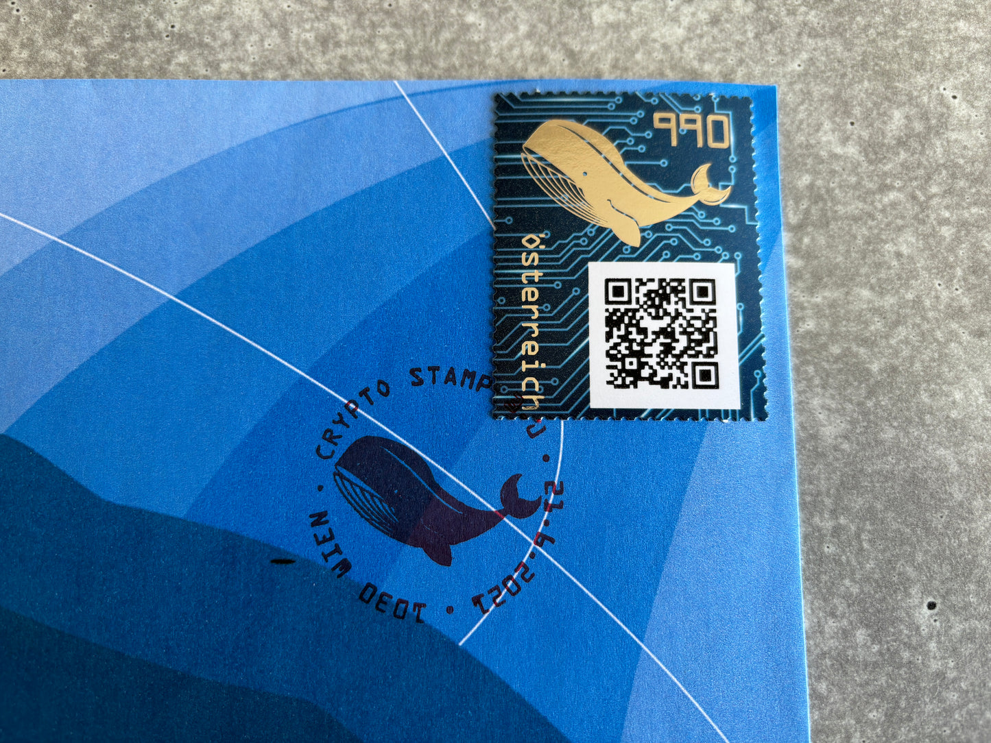 First Day Cover - CS3 Whale (yellow stamp)