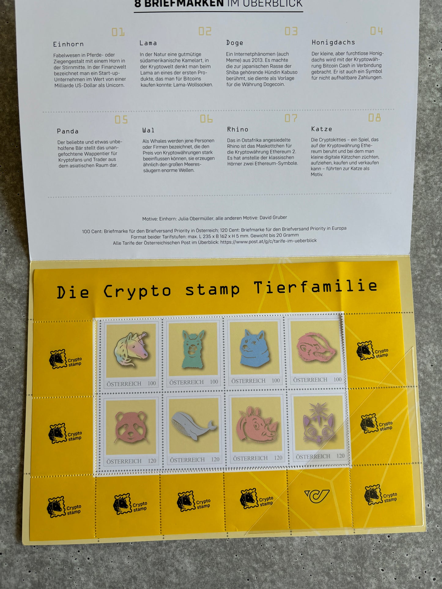 FDC - Die Crypto Stamp Tierfamilie (Set of all stamps on FDC)