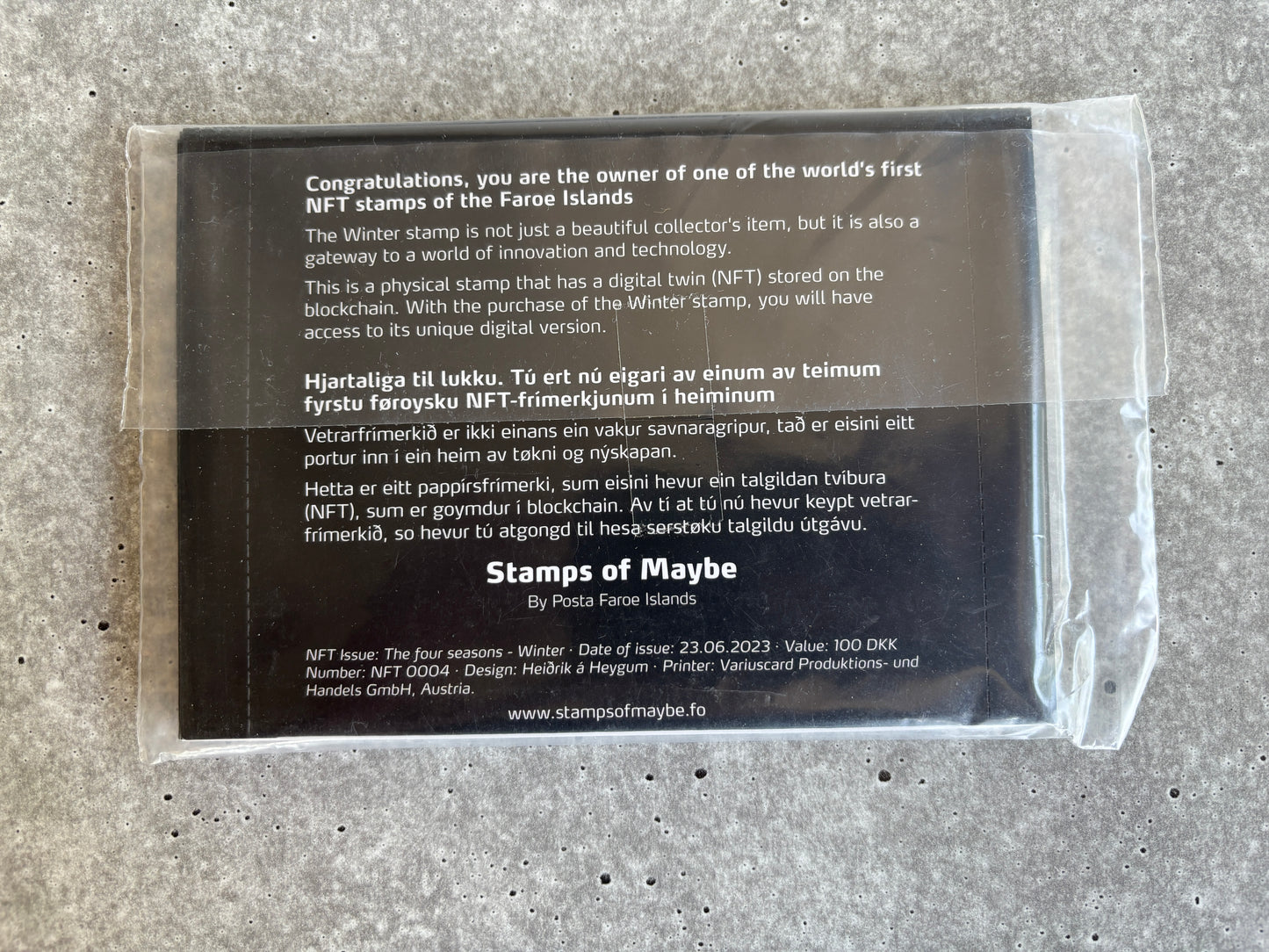 Faroe Islands Crypto Stamp - STAMPS OF MAYBE: Set of all 4 seasons (original sealed)