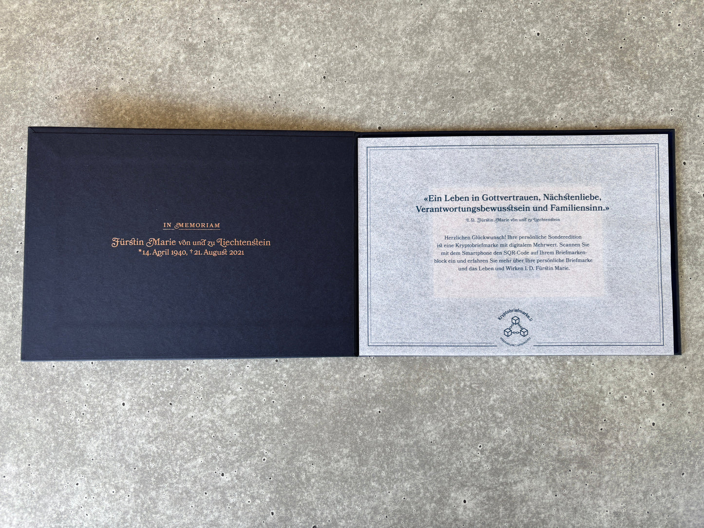 Liechtenstein Crypto Stamp - In memoriam of Princess Fürstin Marie (The Heart)