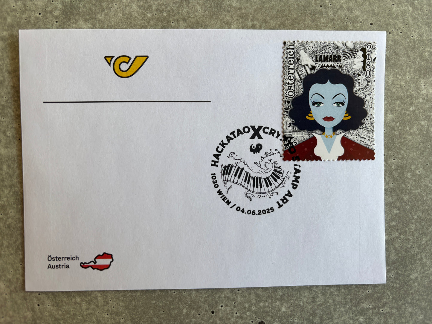 Hackatao Stamp 2: Llamar & Mozart - FDC Set of all motives (green)