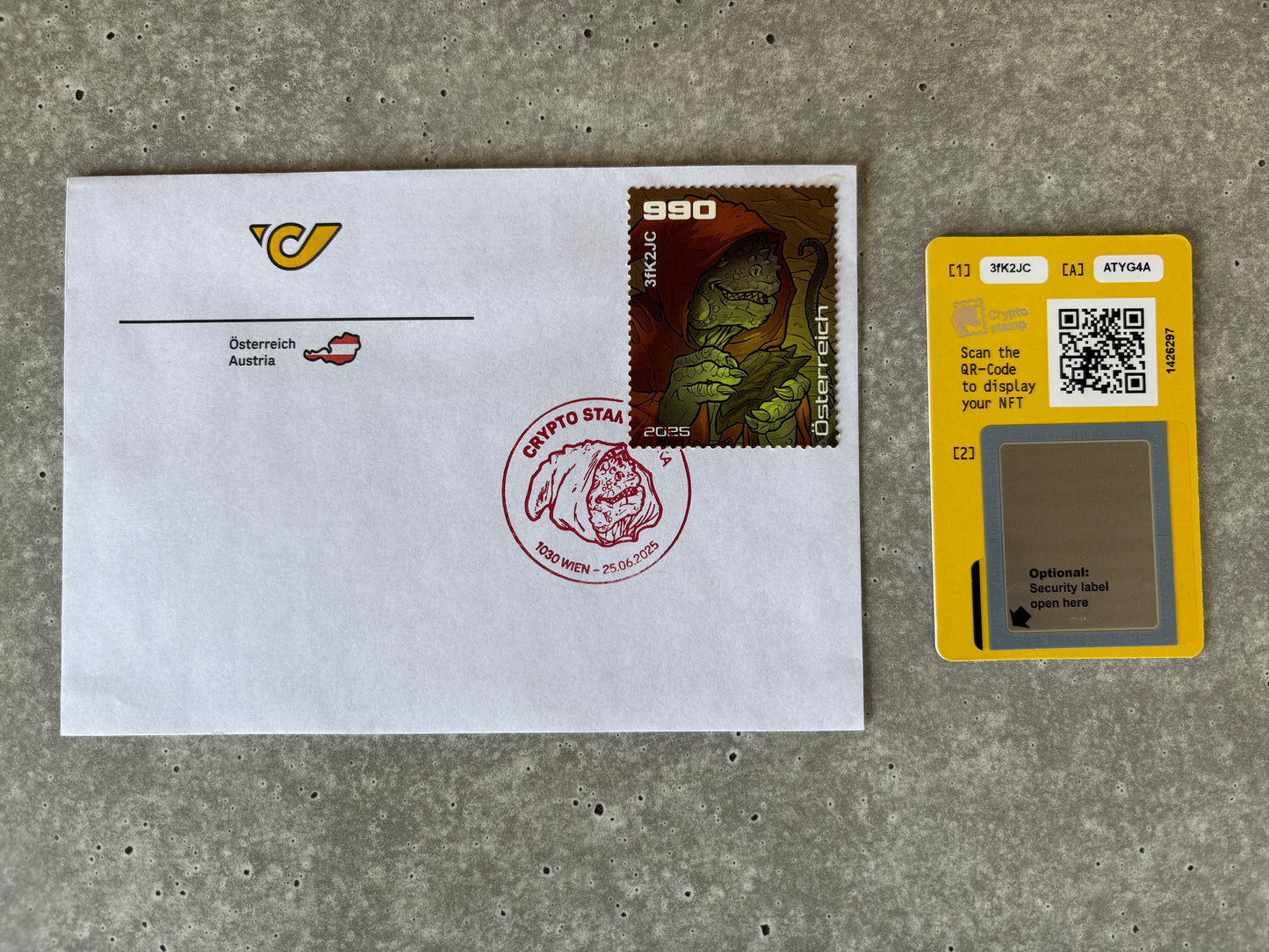 Crypto Stamp Island - Raka FDC (green) (2)