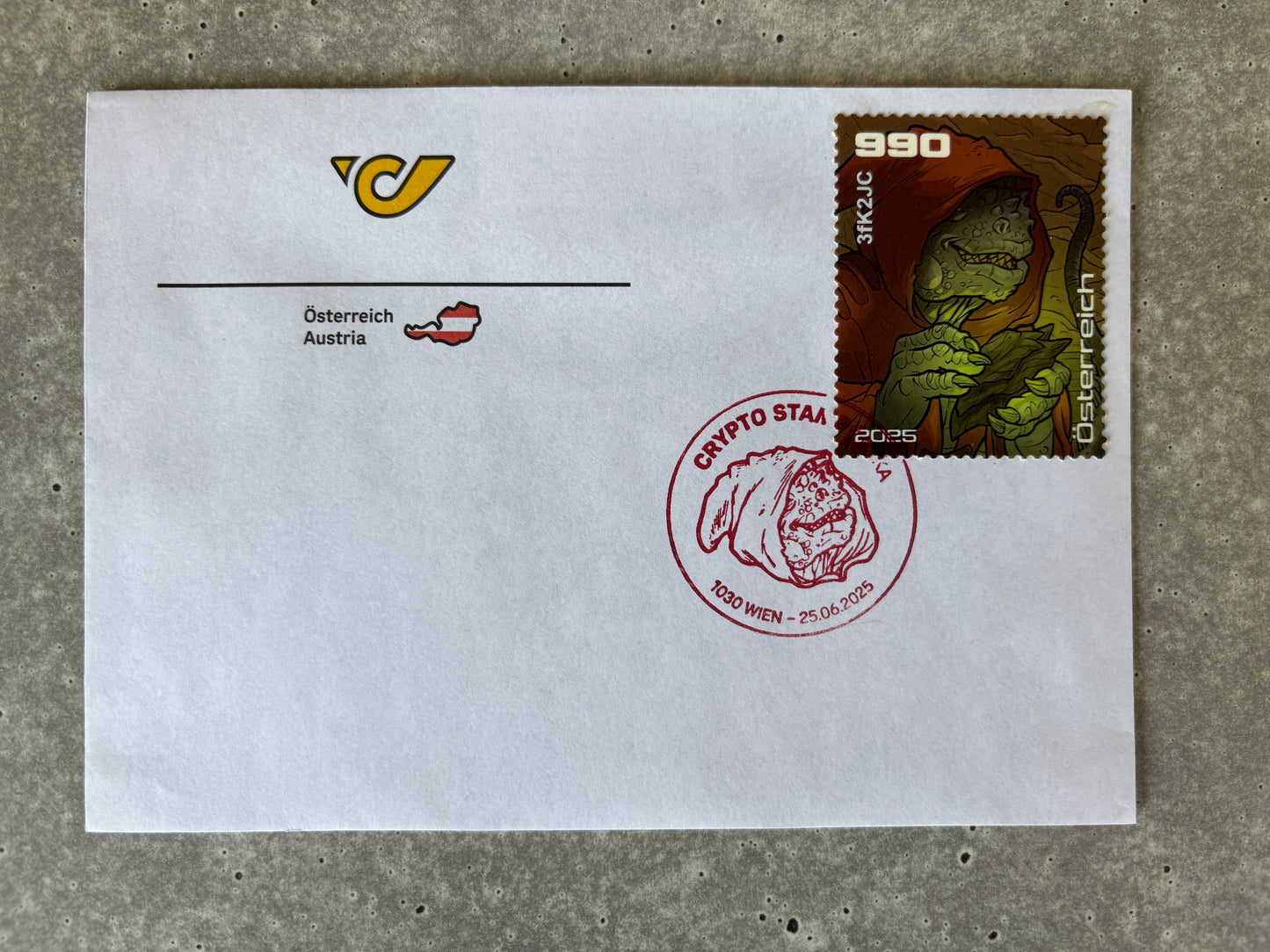 Crypto Stamp Island - Raka FDC (green) (2)