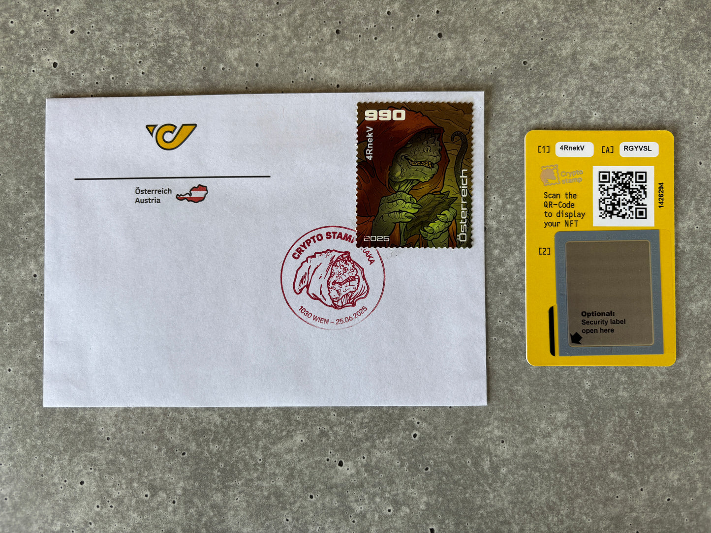 Crypto Stamp Island - Raka FDC (green)