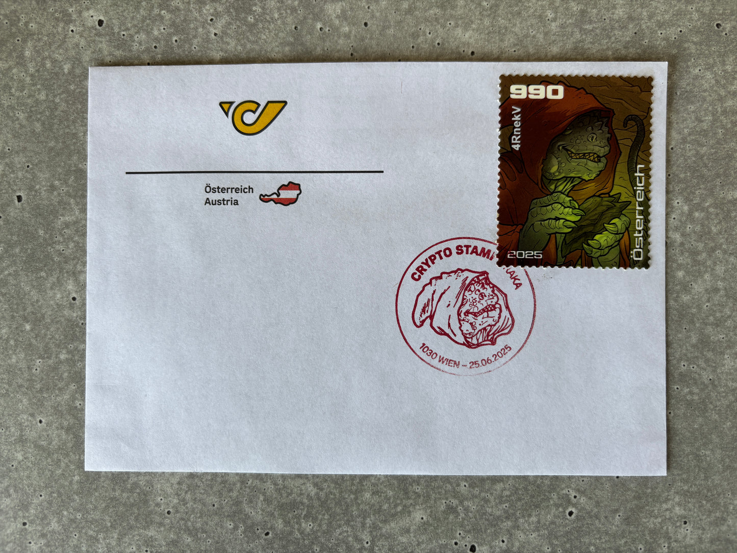 Crypto Stamp Island - Raka FDC (green)