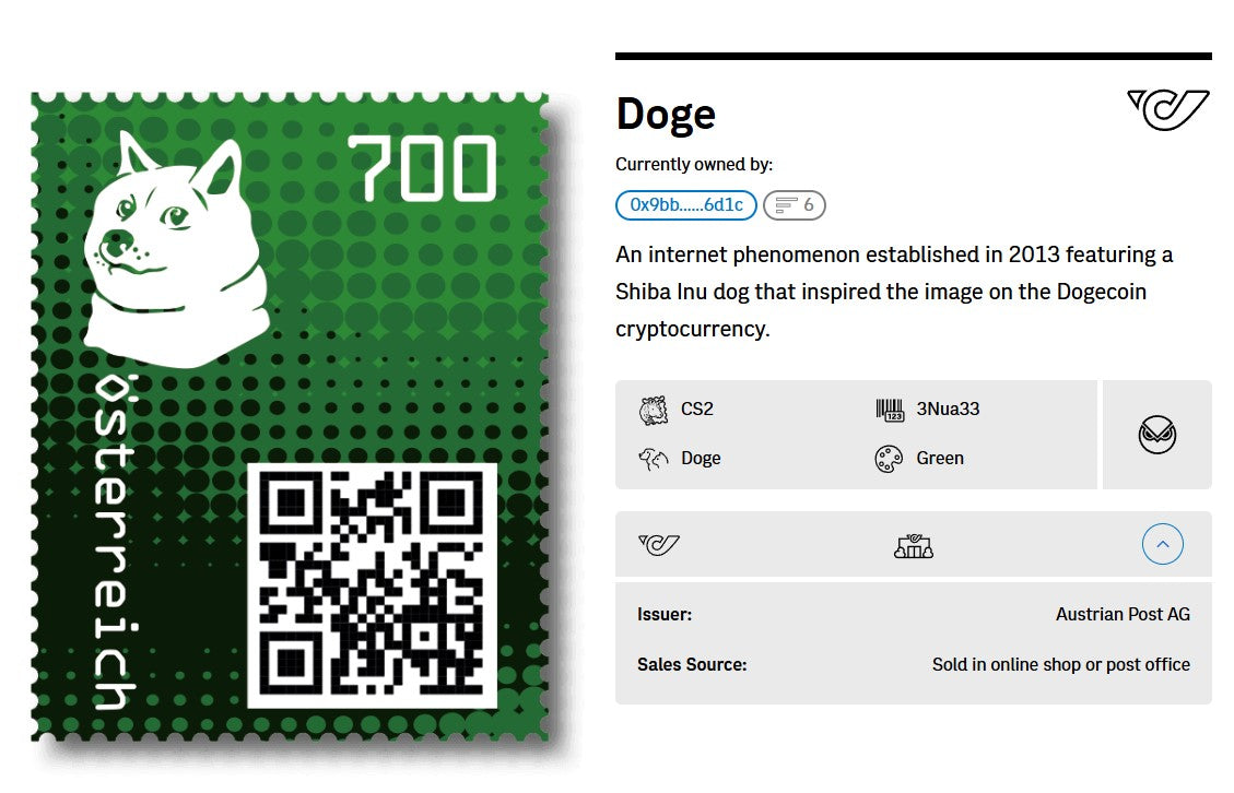 First Day Cover - CS2 Doge; Elon Musk design (green stamp)