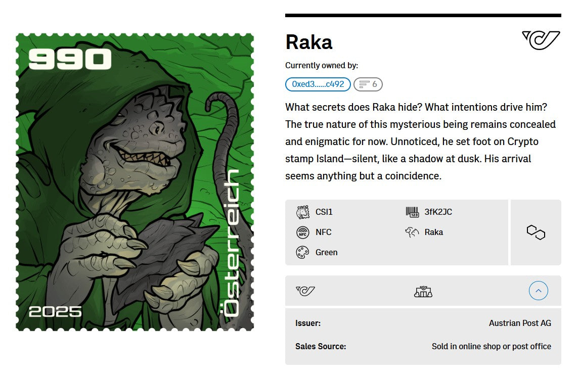 Crypto Stamp Island - Raka FDC (green) (2)