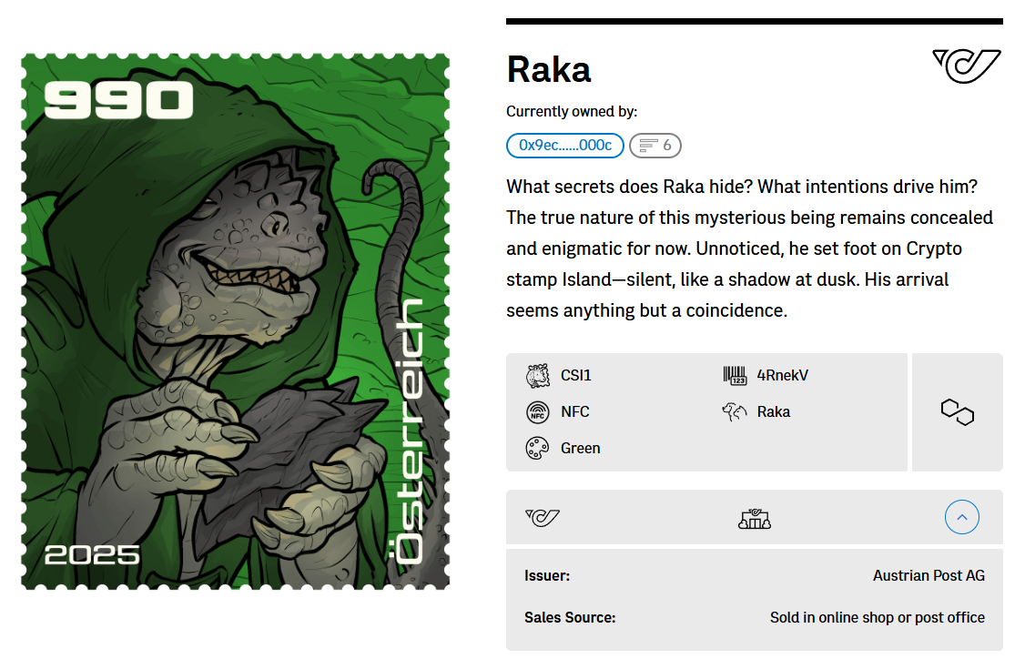 Crypto Stamp Island - Raka FDC (green)