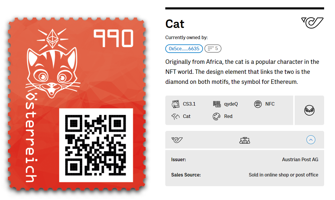 Crypto Stamp - CS 3.1 Cat (red, 5-digit)