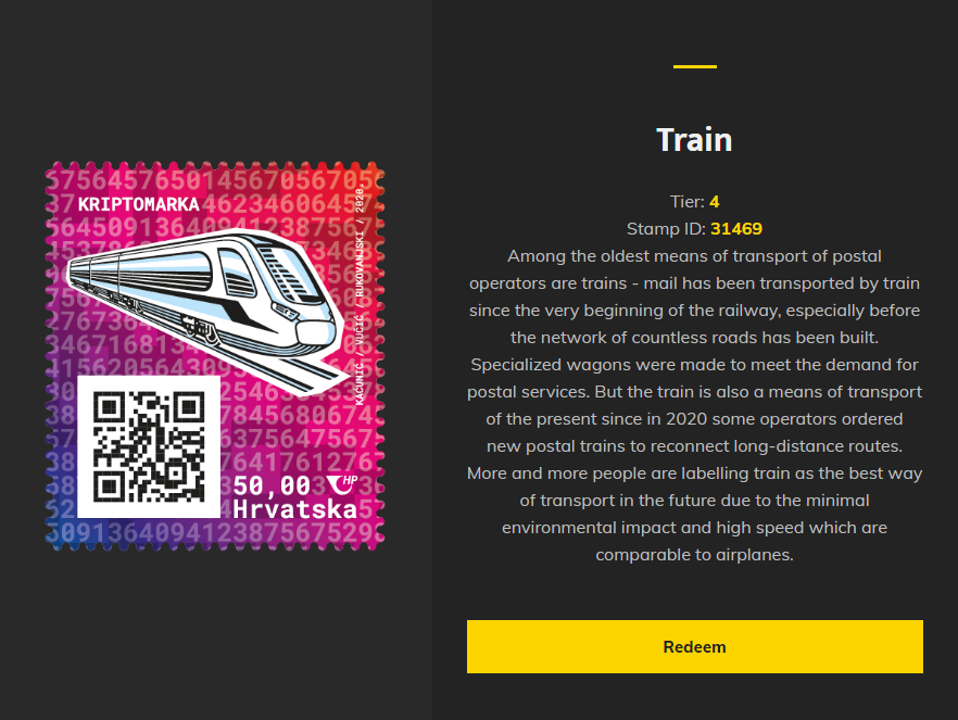 Run Cover - Croatian Crypto Stamp 1 (Train)