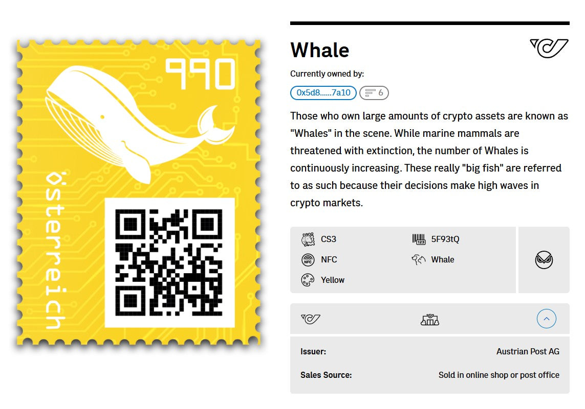 First Day Cover - CS3 Whale (yellow stamp)